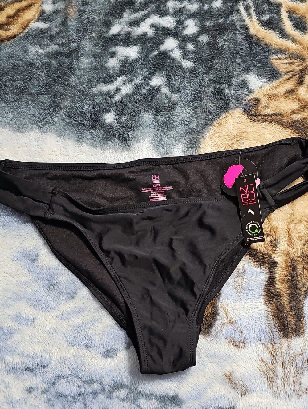 2 X NOBO Black Bikini Bottoms with Double Side Straps
